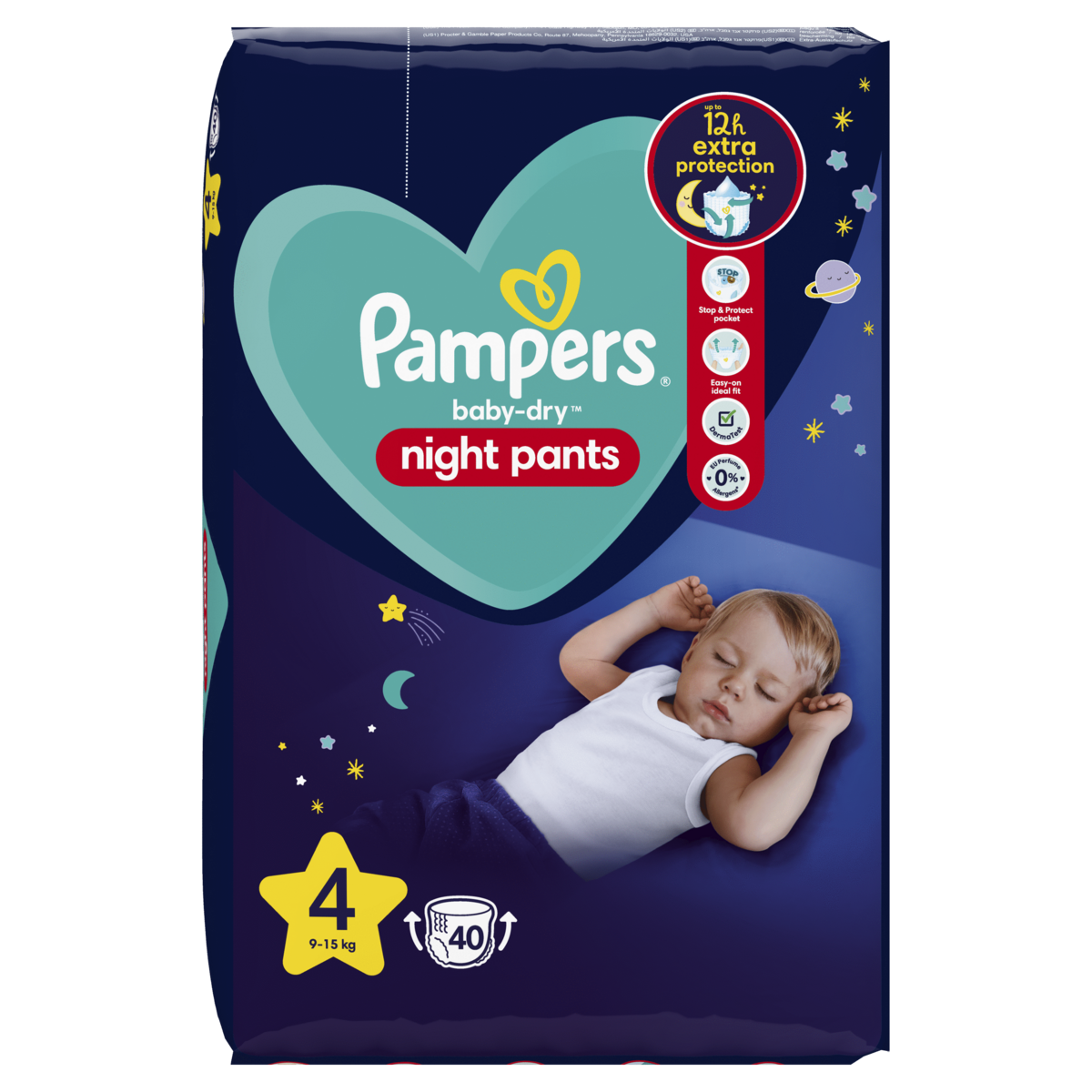 PAMPERS - COUCHES-CULOTTES NIGHT PANTS Taille 4 - 9-15kg Paquet de 40