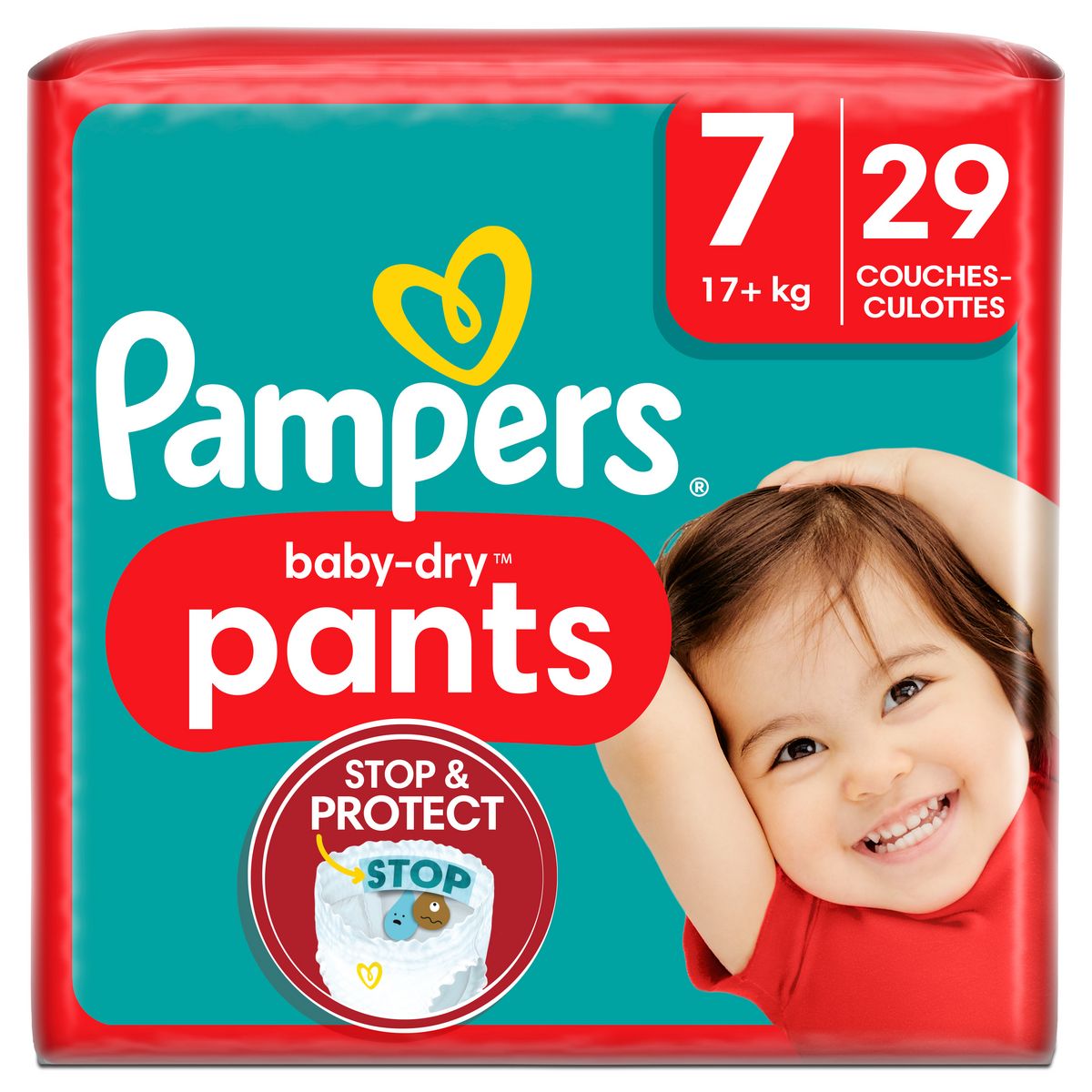 PAMPERS - COUCHES-CULOTTES BABY DRY Taille 7 - 17kg et plus Paquet de 29