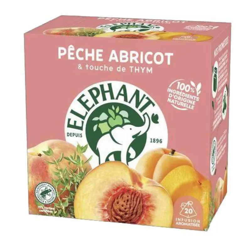 ELEPHANT - INFUSION PECHE ABRICOT 20 sachets pyramide