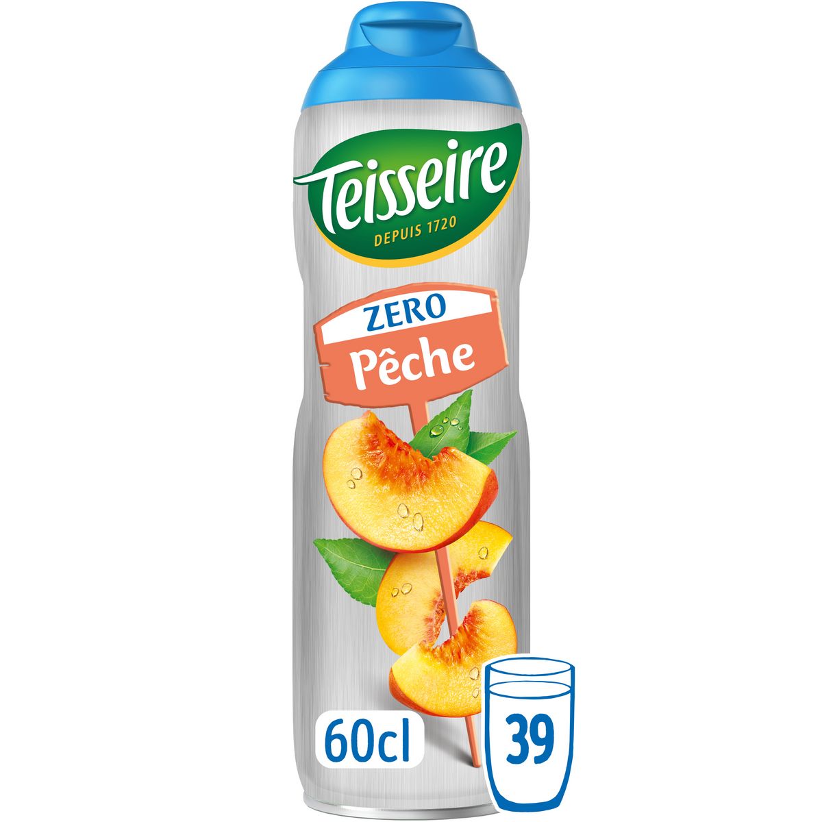 TEISSEIRE - SIROP PARFUM PÊCHE ZERO SUCRE Bidon de 60cl