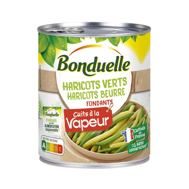 BONDUELLE - HARICOTS VERTS ET BEURRE Boite de 440 net égoutté