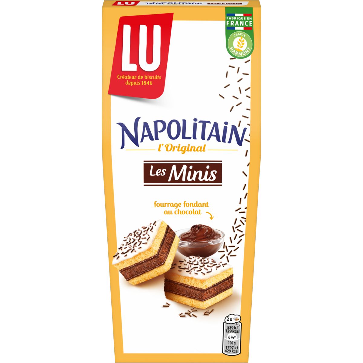 LU - GÂTEAUX MOELLEUX FOURRAGE CHOCOLAT LES MINIS NAPOLITAIN 90g