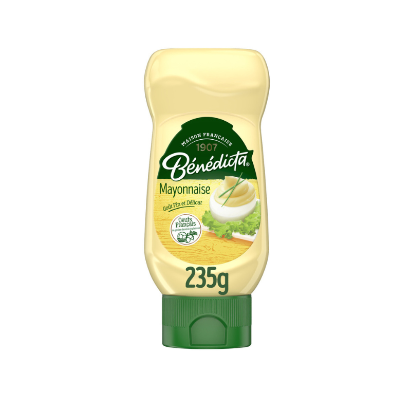 BENEDICTA - MAYONNAISE AUX ŒUFS FRAIS Flacon de 235g, 400g ou 585g