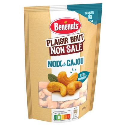 BENENUTS - NOIX DE CAJOU NON SALEES Paquet de 130g