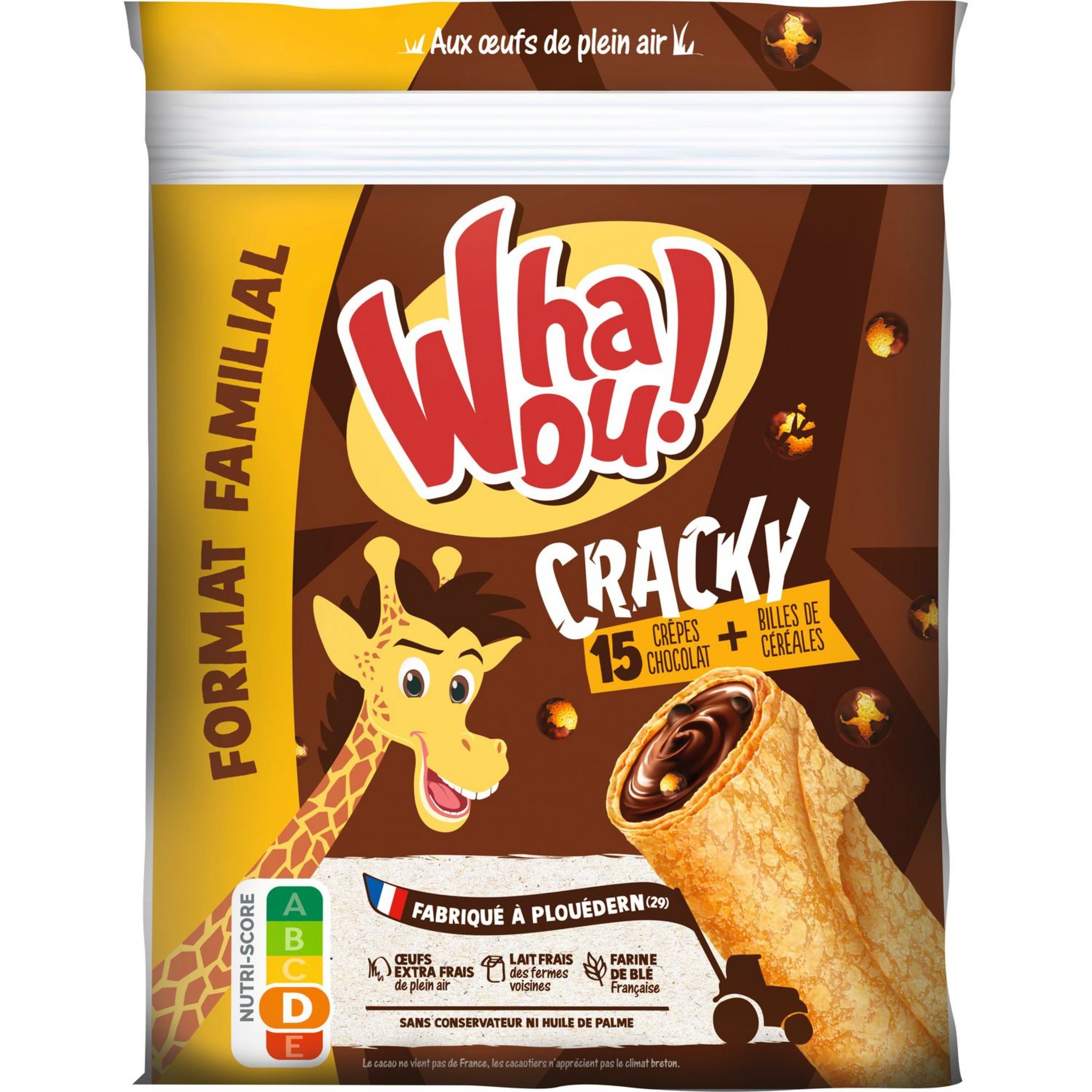 WHAOU! - CRÊPES FOURREES CHOCOLAT CEREALES CRACKY 256g, ou 480g