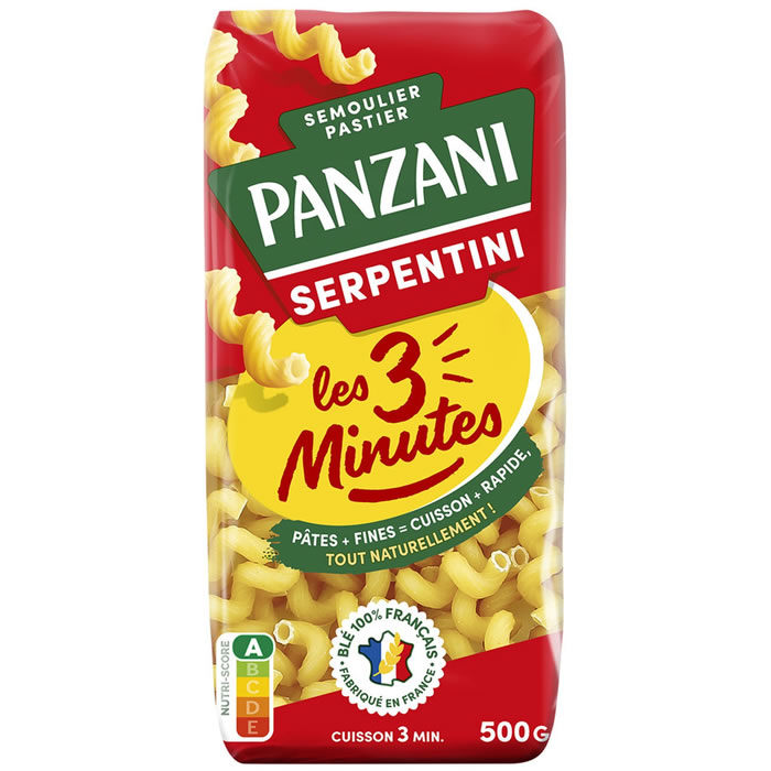 PANZANI - SERPENTINI 3 MINUTES Paquet de 500g