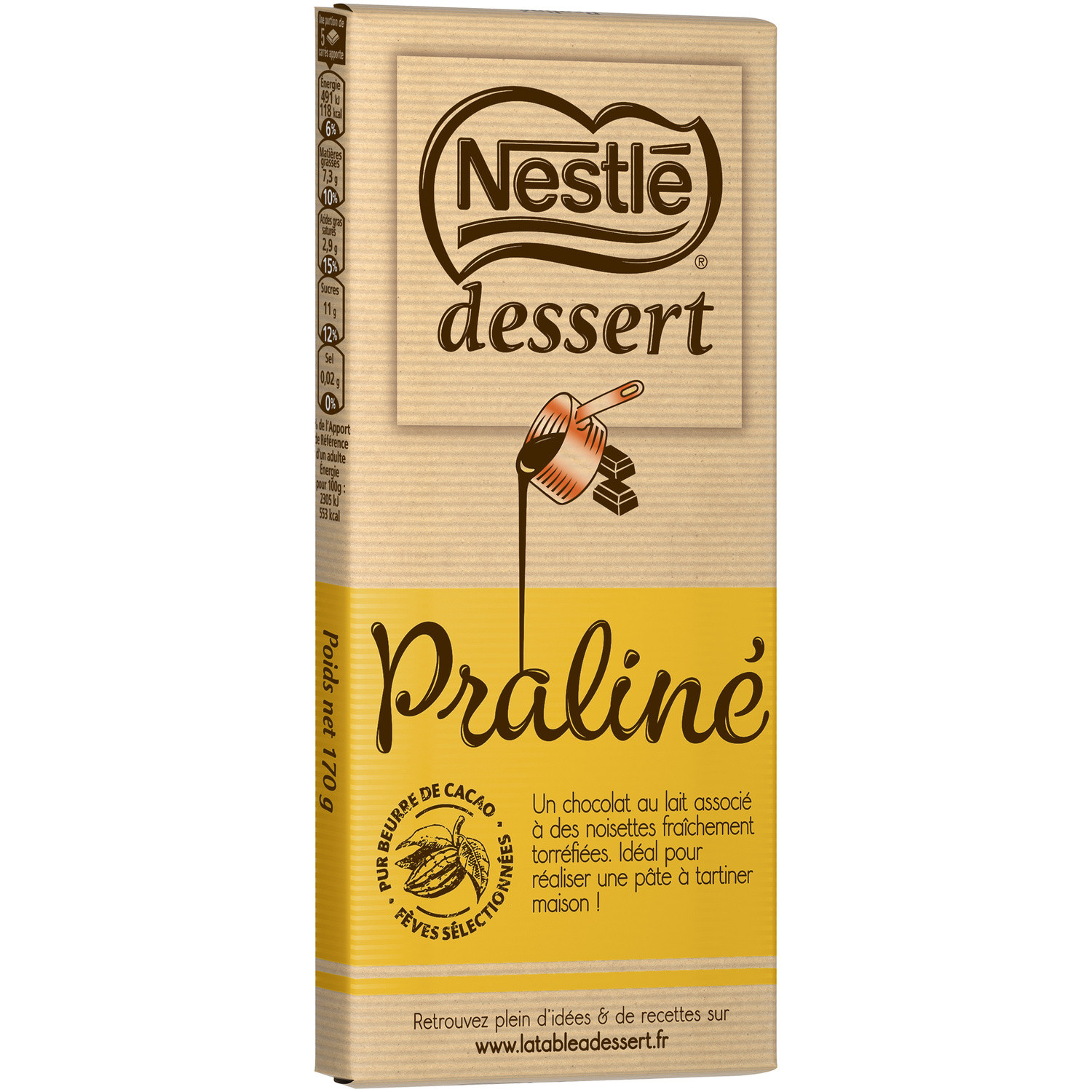 NESTLE - CHOCOLAT PRALINE A PÂTISSER NESTLE DESSERT 170g
