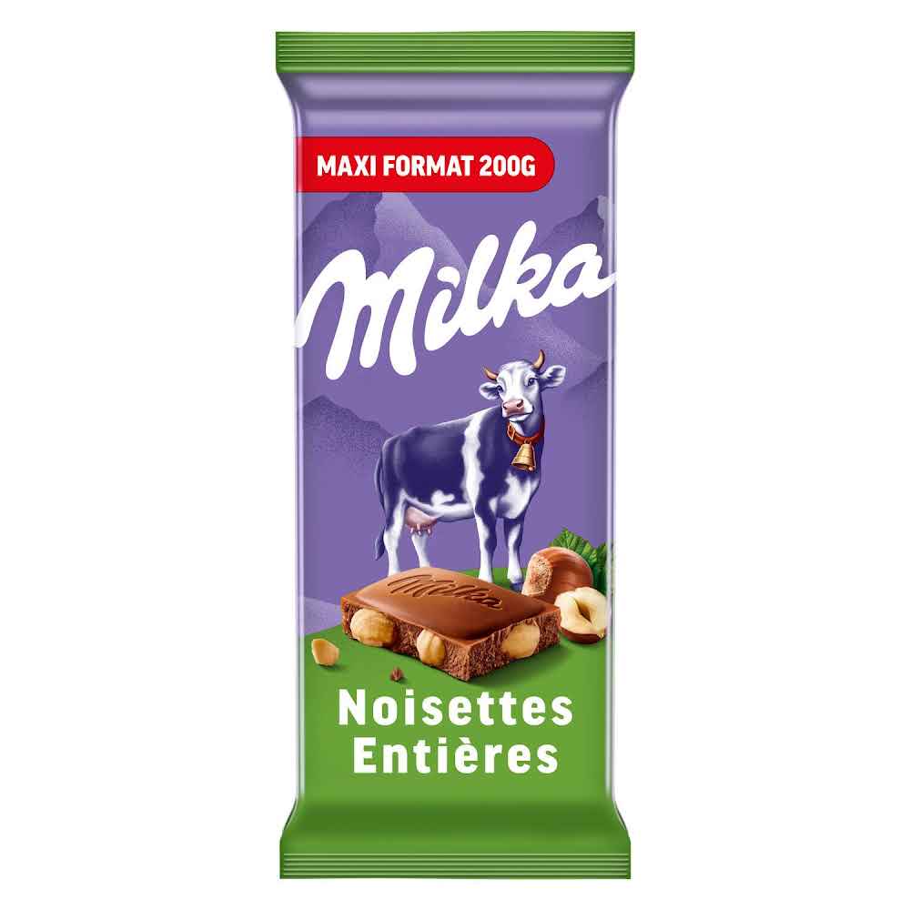 MILKA - CHOCOLAT AU LAIT NOISETTES ENTIERES 200g
