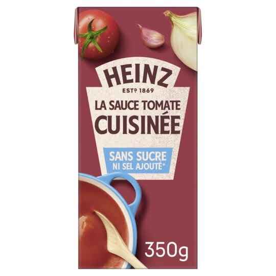 HEINZ - SAUCE TOMATE CUISINEE AIL ET OIGNONS SANS SUCRE ET SEL AJOUTES Brique de 350g