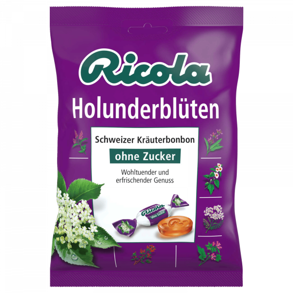 RICOLA - BONBON FLEURS DE SUREAU SANS SUCRE Paquet de 75g