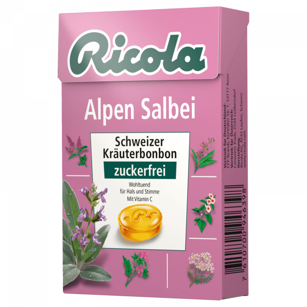 RICOLA - BONBONS SAUGE DES ALPES SANS SUCRE Boite de 50g