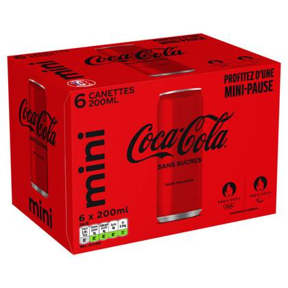 COCA-COLA - SANS SUCRE Pack de 6 canettes de 20cl