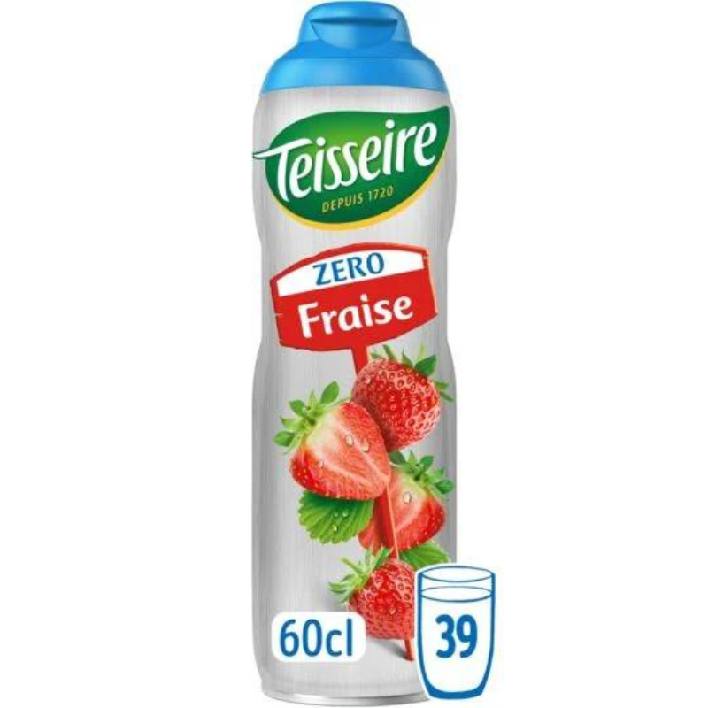 TEISSEIRE - SIROP PARFUM FRAISE ZERO SUCRE Bidon de 60cl