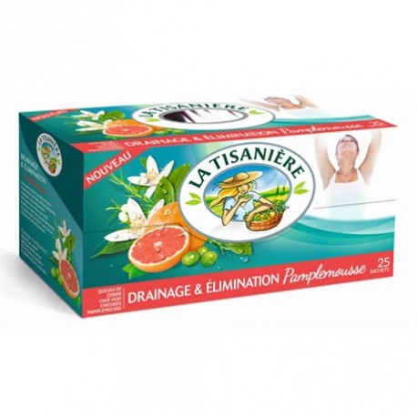 LA TISANIERE - INFUSION DRAINAGE ET ELIMINATION PAMPLEMOUSSE 25 sachets