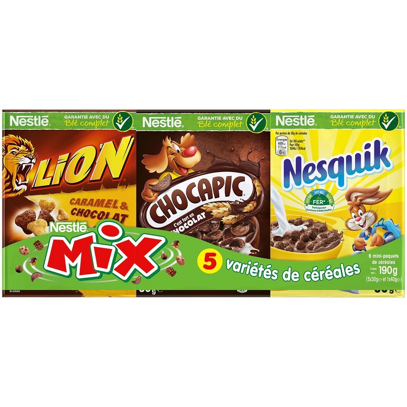 NESTLE - ASSORTIMENT CEREALES 5 VARIETES Pack 6 paquets : 190g
