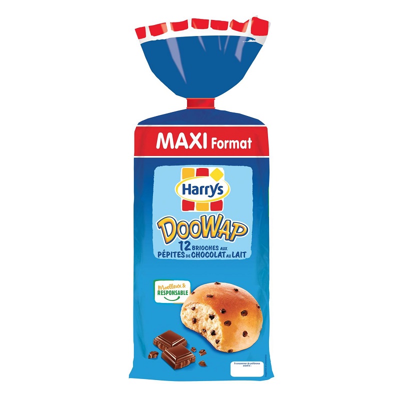 HARRYS - BRIOCHES AUX PEPITES DE CHOCOLAT AU LAIT DOOWAP Paquet de 12
