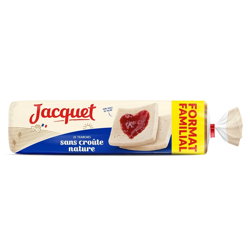 JACQUET - PAIN DE MIE NATURE SANS CROÛTE Paquet de 33 tranches