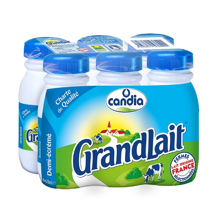 CANDIA - LAIT DEMI-ECREME UHT GRANDLAIT Pack de 6 x 25cl
