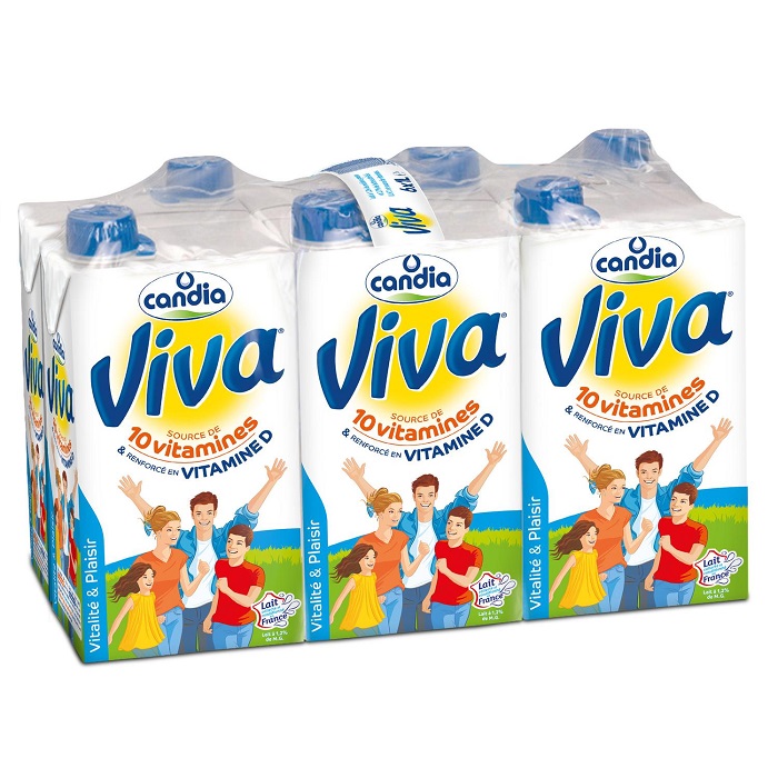 CANDIA - LAIT DEMI-ECREME 10 VITAMINES VIVA 6 briques de 100cl