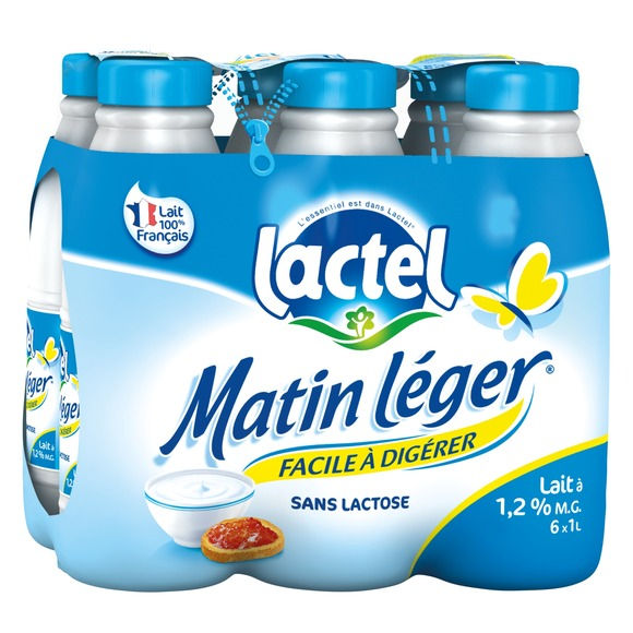 LACTEL - LAIT DEMI-ECREME SANS LACTOSE MATIN LEGER 6 x 100cl