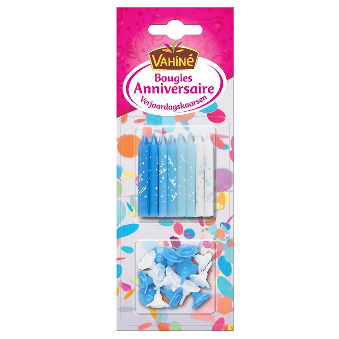 VAHINE - BOUGIES ANNIVERSAIRE AVEC BOBECHES Paquet de 16