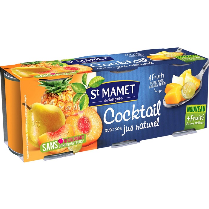 ST MAMET - COCKTAIL DE FRUITS AU SIROP 3 x 125g net égoutté