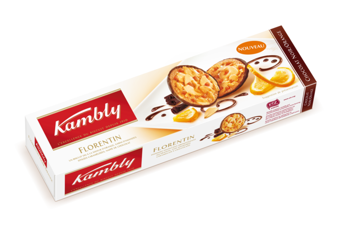 KAMBLY - BISCUITS SAVEUR ORANGE NAPPES CHOCOLAT ET AMANDES FLORENTIN 100g