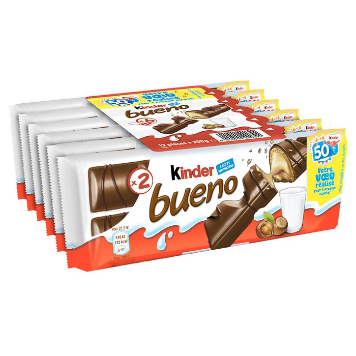FERRERO - BARRES CHOCOLATEES LAIT ET NOISETTES KINDER BUENO 6 paquets 258g