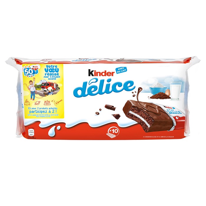 FERRERO - GÂTEAUX CACAO FOURRES AU LAIT KINDER DELICE 390g