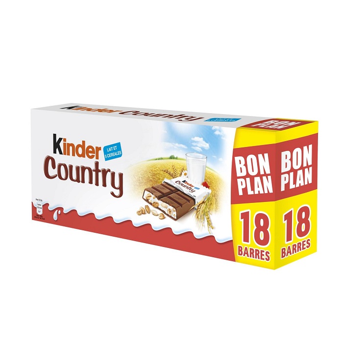 FERRERO - BARRES CHOCOLATEES FOURREES LAIT ET CEREALES KINDER COUNTRY 423g