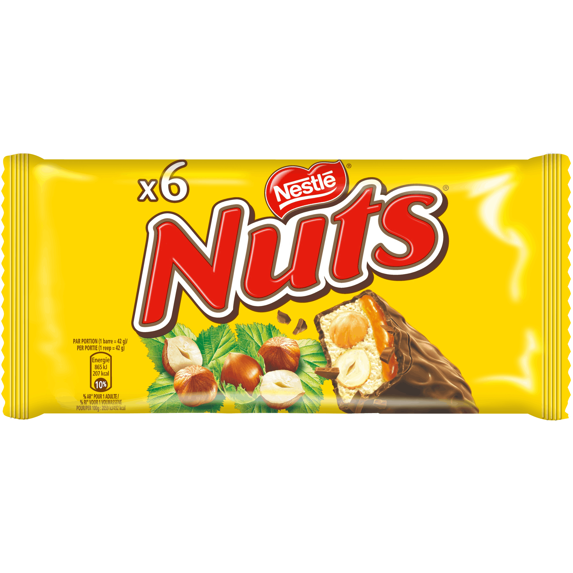 NESTLE - BARRES CHOCOLAT AU LAIT CARAMEL ET NOISETTES NUTS 252g