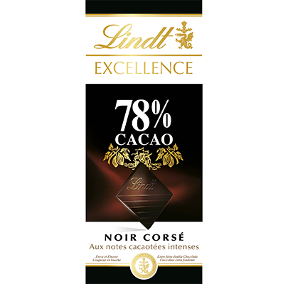 LINDT - CHOCOLAT NOIR CORSE 78% LINDT EXCELLENCE 100g