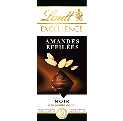LINDT - CHOCOLAT NOIR AMANDES EFFILEES LINDT EXCELLENCE 100g