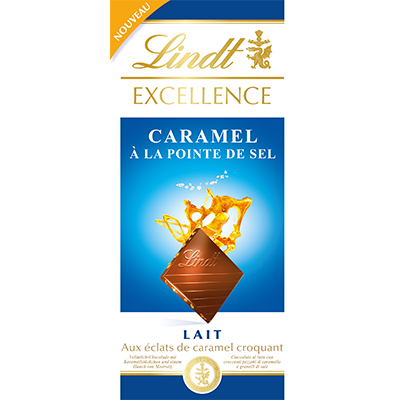 LINDT - CHOCOLAT LAIT CARAMEL POINTE DE SEL LINDT EXCELLENCE 100g