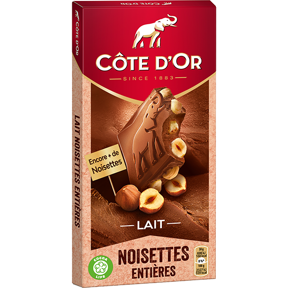 COTE D\'OR - CHOCOLAT AU LAIT NOISETTES ENTIERES 180g