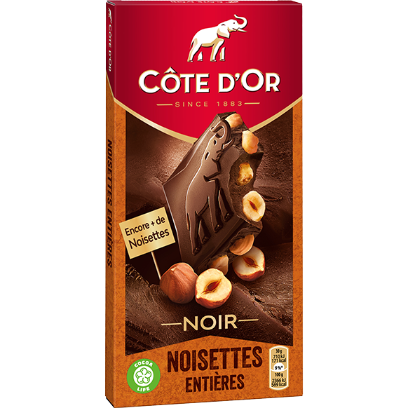 COTE D\'OR - CHOCOLAT NOIR NOISETTES ENTIERES 180g