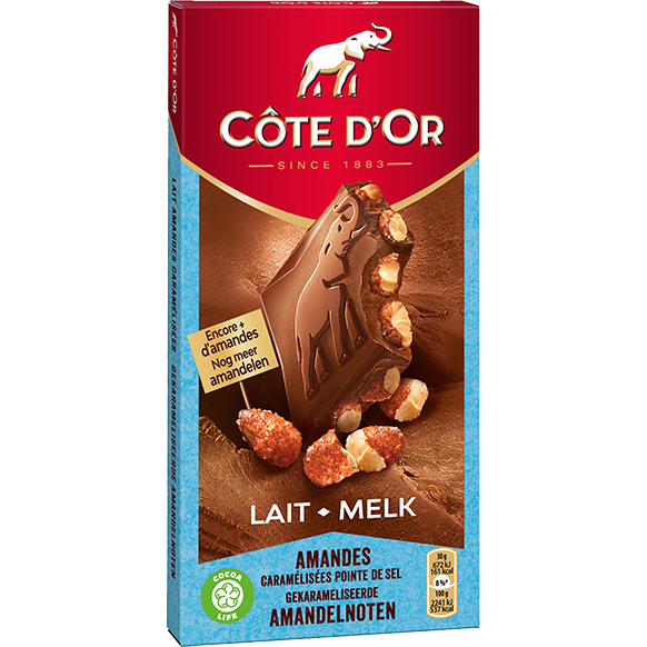 COTE D\'OR - CHOCOLAT LAIT AMANDES CARAMELISEES 180g