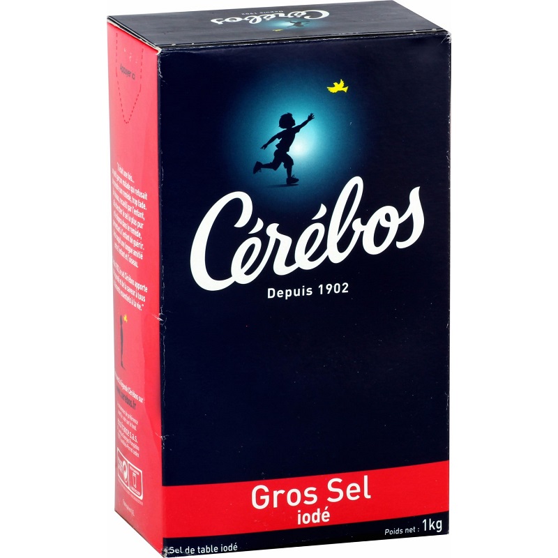 CEREBOS - SEL GROS IODE Paquet de 1kg