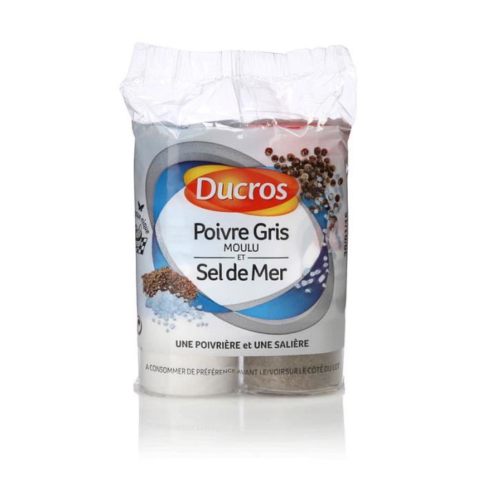 DUCROS - ENSEMBLE POIVRE ET SEL Boite de poivre 18g et boite de sel 50g