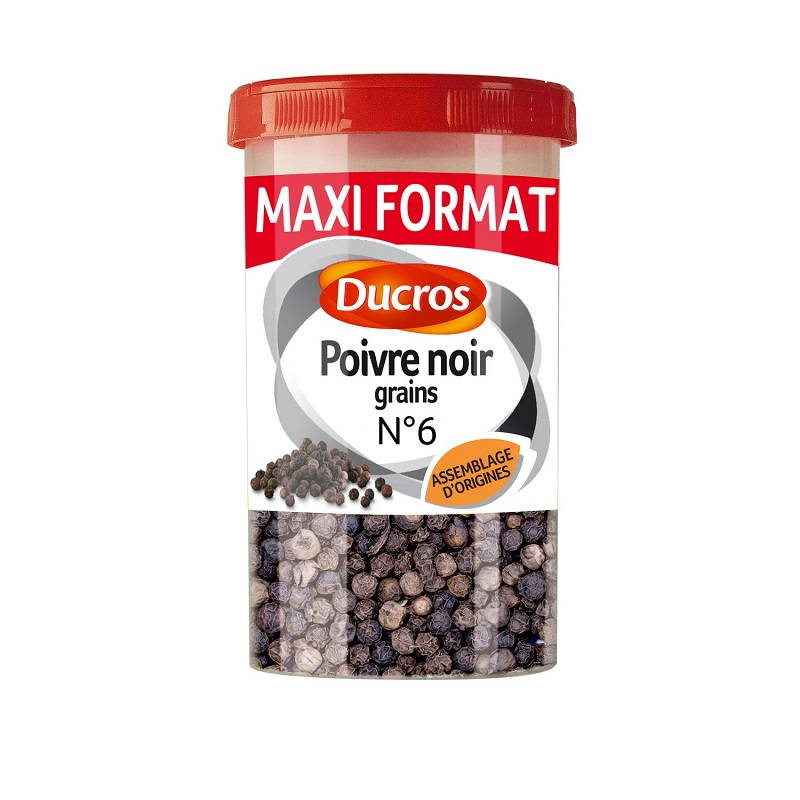 POIVRE NOIR GRAINS CLASSIQUE FORCE 6 DUCROS Pot de 90g