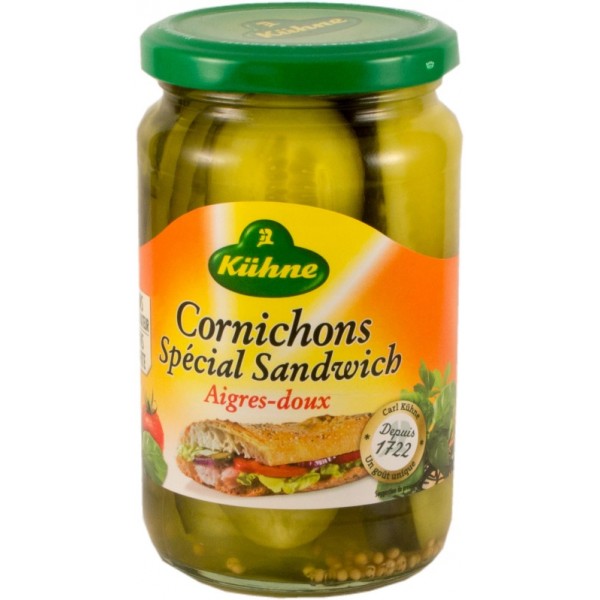 KÜHNE - CORNICHONS AIGRES-DOUX SPECIAL SANDWICH Pot de 185g