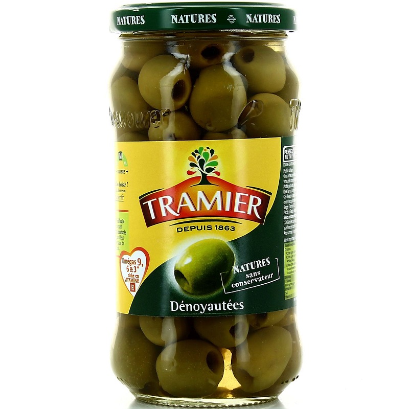 TRAMIER - OLIVES VERTES DENOYAUTEES NATURES Pot de 160g