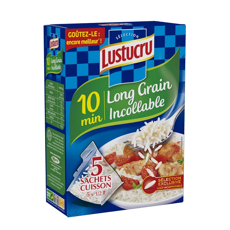 LUSTUCRU - RIZ LONG GRAIN INCOLLABLE 5 sachets de 90g : 450g