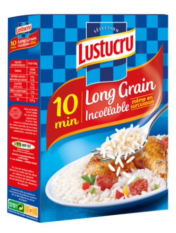 LUSTUCRU - RIZ LONG GRAIN INCOLLABLE Paquet de 900g