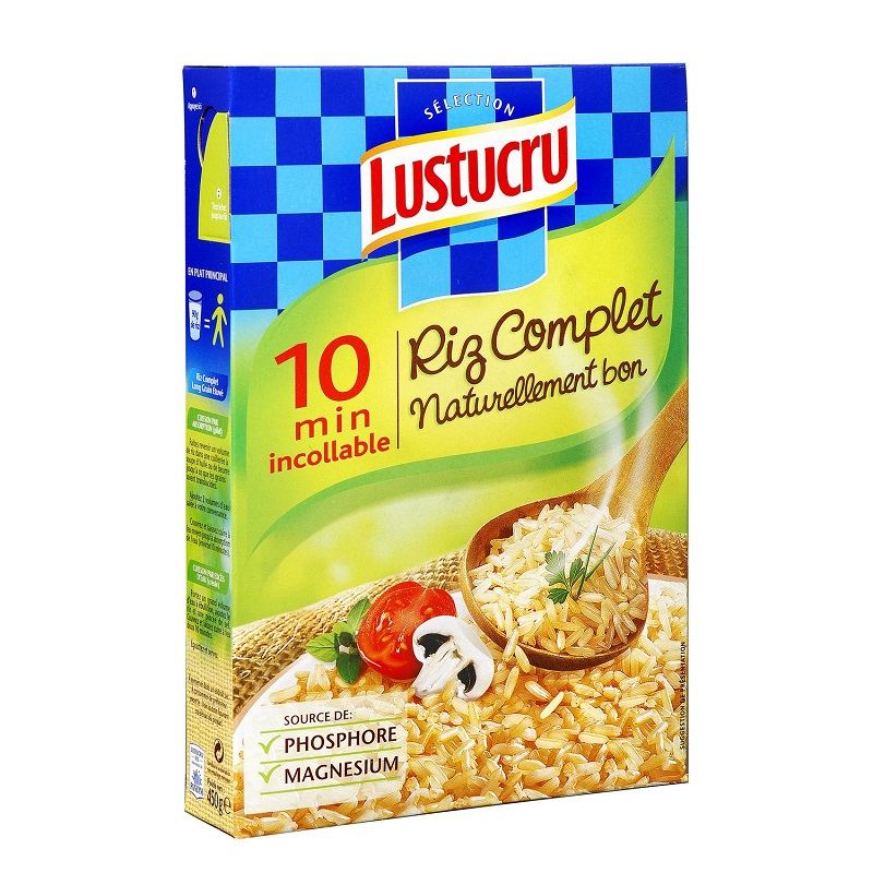 LUSTUCRU - RIZ LONG GRAIN COMPLET Paquet de 450g