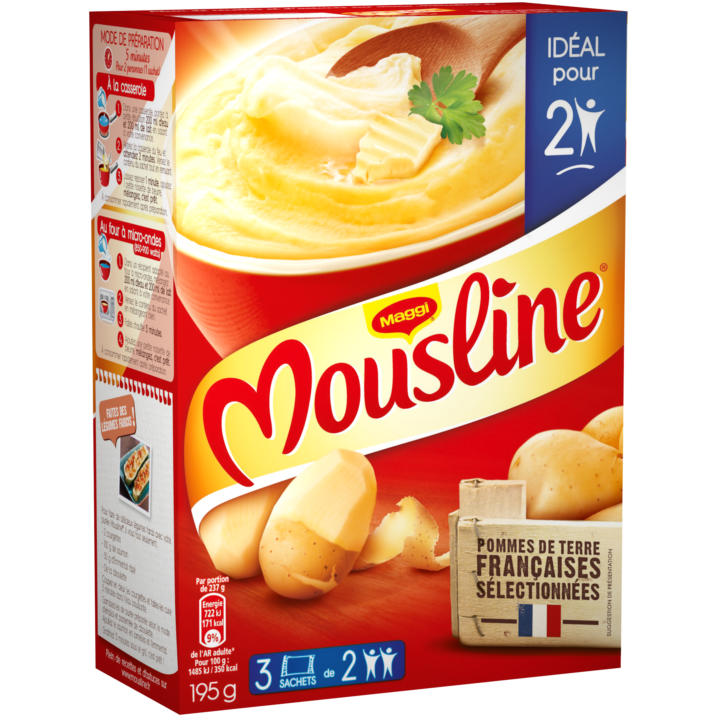 MAGGI - PUREE EN FLOCONS NATURE MOUSLINE 3 sachets de 65g