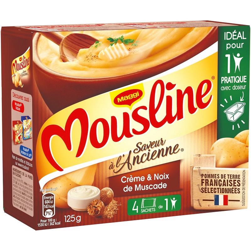 MAGGI - PUREE EN FLOCONS CREME ET NOIX DE MUSCADE MOUSLINE 4 sachet de 31.25g