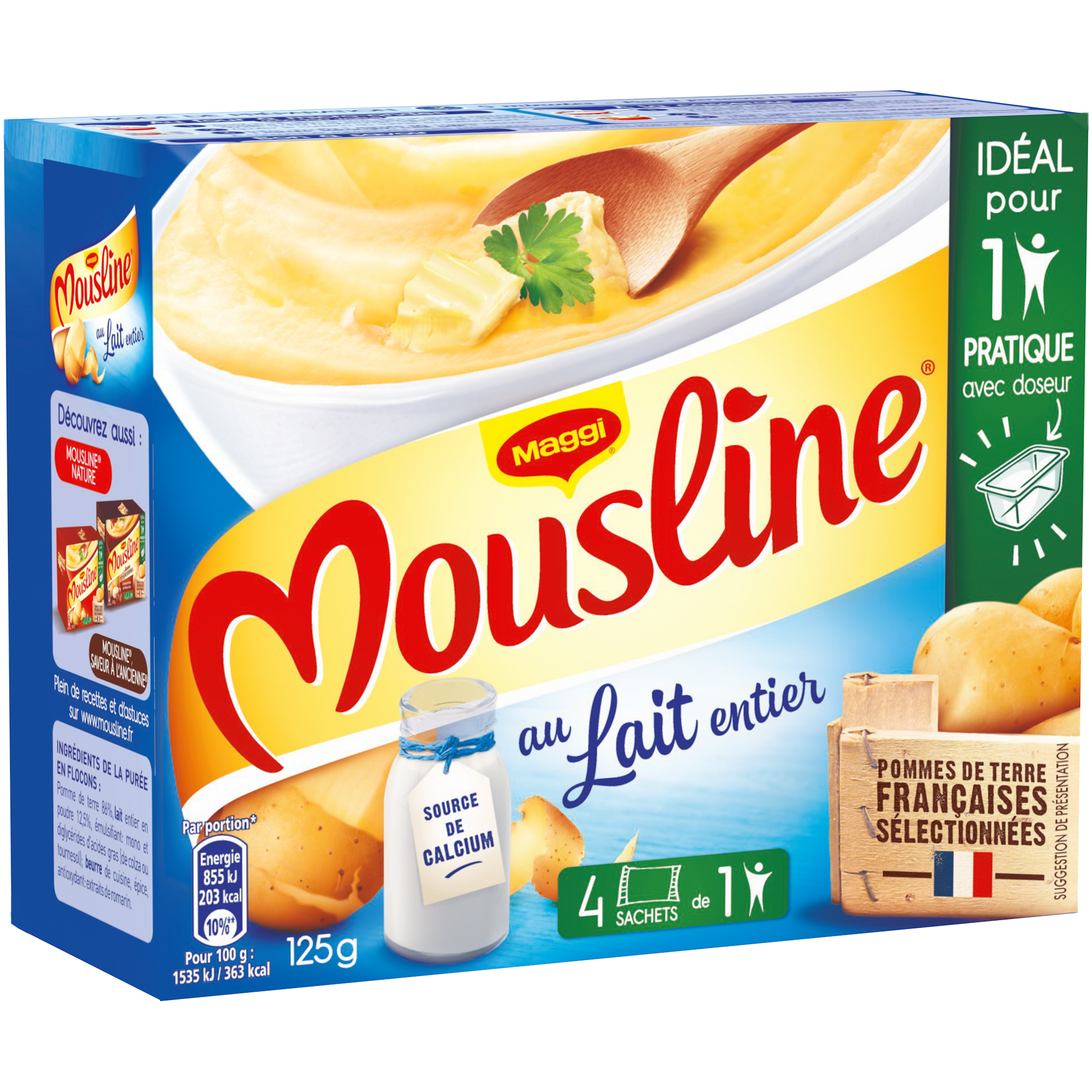 MAGGI - PUREE EN FLOCONS AU LAIT ENTIER MOUSLINE 4 sachet de 31.25g