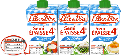 ELLE ET VIRE - CREME SEMI-EPAISSE 4% MG UHT 3 briques de 20cl