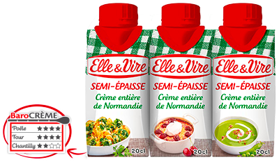 ELLE ET VIRE - CREME ENTIERE SEMI-EPAISSE 30% MG UHT 3 briques de 20cl